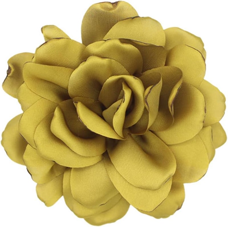 Decixde Satin Fabric Rose Flower Brooches - Handmade Floral Accessory for Wedding Party Dance Banquet Ceremony - Size: 4.72in - Image 5
